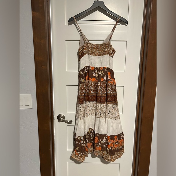 {Jane Ashley} Vintage Boho Patchwork Midi  Dress  Size Medium - Picture 2 of 3